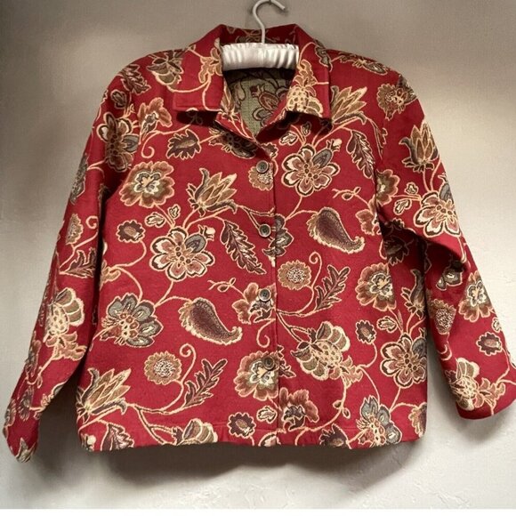 Coldwater Creek Women's Casual Boxy Floral Paisley Tapestry Jacket Long Sleeve - Picture 1 of 8